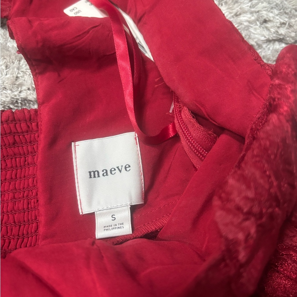 Maeve Red Pleated Midi Dress – NWT